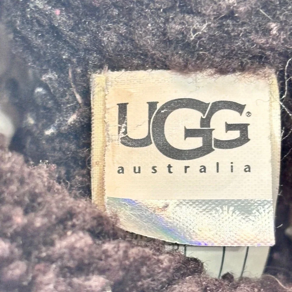 UGG Bellevue Sheepskin Foldover Boots Brown Leather Suede Shearling Buckle Sz‎ 8